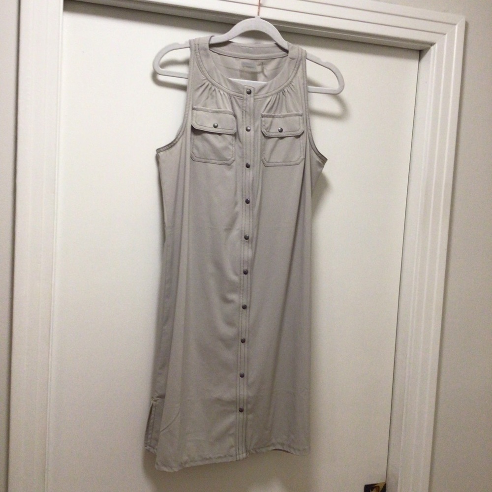 Womens Athleta Shaper Shirt Dress Snap Front